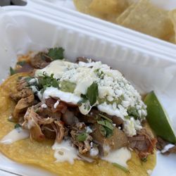 The Queso Truck - Chicken Tinga Tostada yum