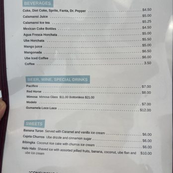 Lechon Loco - Drinks and dessert menu July 2025 - Filipino Near Me - Tacoma, Washington