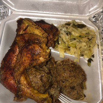 Nat's Catering Service - Baked chicken, mixed greens and dressing. - Caterers Near Me - Opa Locka, Florida