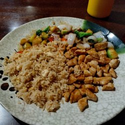 Wasabi Japanese Steakhouse & Sushi Bar - Chicken Hibachi, mixed vegetables, and dirty rice with some of their yum yum sauce. Delicious!
