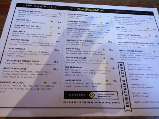 Menu photo 7 Three Bags Full Abbotsford, VIC