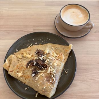 Café Blanc - Mushroom and havarti crepe and cappuccino - Cafes Near Me - Parma Heights, Ohio Café Blanc - Mushroom and havarti crepe and cappuccino - Cafes Near Me - Parma Heights, Ohio