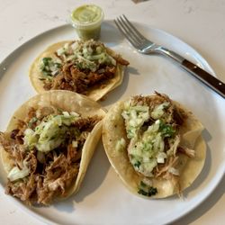 Taco Shack - Three of my four Carnitas street tacos. $11 for four?!?