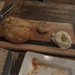 Focaccia and ricotta with roasted garlic -- the roasted garlic is a MUST