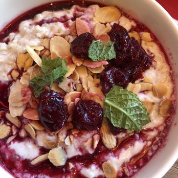 Shoreditch Grind - Coconut porridge with cherries - Coffee & Tea Near Me - London, XGL Shoreditch Grind - Coconut porridge with cherries - Coffee & Tea Near Me - London, XGL