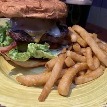 Murray's Saloon & Eatery - Russell Burger with Bleu Cheese, Bacon & Avocado - Karaoke Near Me - Big Bear Lake, California