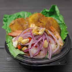 Perú Rico Food Truck - Shrimp Ceviche with Tostones