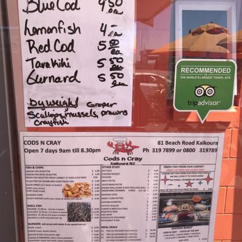 Cods & Crayfish - Menu - Fish & Chips Near Me - Kaikoura, CAN Cods & Crayfish - Menu - Fish & Chips Near Me - Kaikoura, CAN