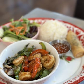 TAP Thai Cuisine - Lunch special w shrimp basil and egg roll was perfect just the right spices - Thai Near Me - Goleta, California TAP Thai Cuisine - Lunch special w shrimp basil and egg roll was perfect just the right spices - Thai Near Me - Goleta, California