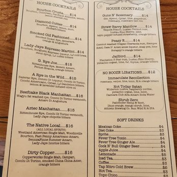 Lady Jaye - Beverage menu (6/9/24) - American Near Me - Seattle, Washington