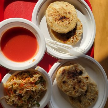 Las Pacitas Salvadorean Bakery - 2 cheese and bean pupusas, 2 pork, bean and cheese pupusas, cabbage and salsa! - Bakeries Near Me - San Leandro, California Las Pacitas Salvadorean Bakery - 2 cheese and bean pupusas, 2 pork, bean and cheese pupusas, cabbage and salsa! - Bakeries Near Me - San Leandro, California