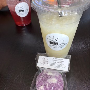808 Social - Ube cookie, the lavender berry drink and a passion fruit soda drink with cream! - Coffee & Tea Near Me - Peoria, Arizona