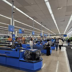 Walmart Supercenter - Per one of the managers, Danielle, 3 of the lanes weren't open because they were broken.