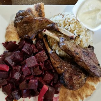 Dvine Mediterranean Experience - Brea - Lamp chops with beet salad. The. Best. - Mediterranean Near Me - Brea, California