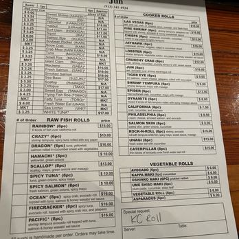 Jun's Authentic Japanese - sushi menu - Japanese Near Me - Prairie Village, Kansas
