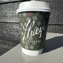 Huey’s Coffee - Huey's paper cup w/ plastic lid-which is a bit hard to drink from, so I bring reusable bottles.