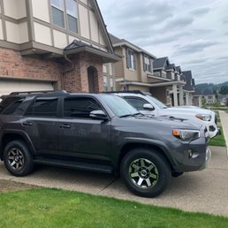 20% front and 30% rear with factory privacy glass. Pictures don't do this justice. 20% front and 30% rear with factory privacy glass. Pictures don't do this justice.