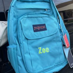 Stitch Master - Embroidered name centered on pocket, lime green white outline