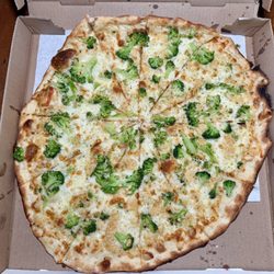 "White Pie with Broccoli & Extra Garlic"