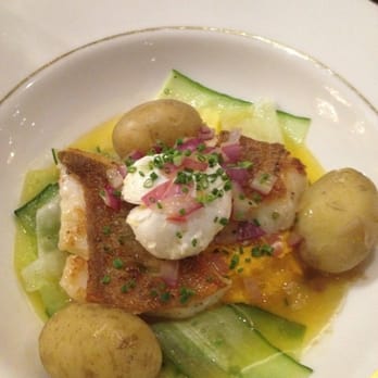 Olympen - Red fish with potatoes, zucchini, and sour cream - Bars Near Me - Oslo, 03 Olympen - Red fish with potatoes, zucchini, and sour cream - Bars Near Me - Oslo, 03