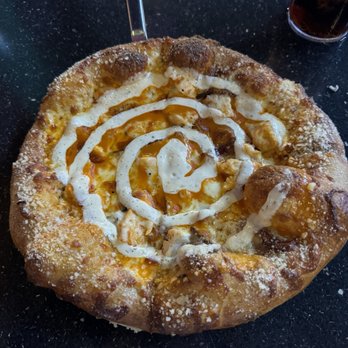 Mellow Mushroom Asheville - Buffalo Chicken Pizza with ranch swirl - Pizza Near Me - Asheville, North Carolina Mellow Mushroom Asheville - Buffalo Chicken Pizza with ranch swirl - Pizza Near Me - Asheville, North Carolina
