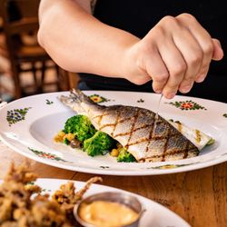 Osteria Morini - BRANZINO: mediterranean sea bass, chickpeas, broccoli
taggiasca olives, bagna cauda