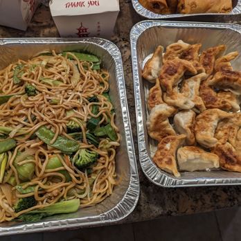 Andy & Yu's - Vegetable chow mein (Catering Menu - Menu B) and pot stickers (substituted in) - Chinese Near Me - Pleasanton, California