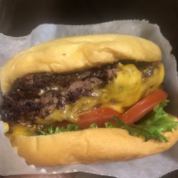 9$ Double shack burger. This burger is so small I'm glad I asked for a double 9$ Double shack burger. This burger is so small I'm glad I asked for a double
