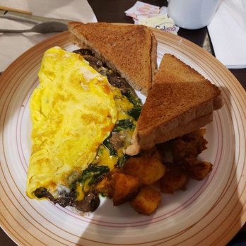 Breakfast at Angelo’s - Omelette with spinach, mushrooms, onions & swiss - Cafes Near Me - Newington, Connecticut Breakfast at Angelo’s - Omelette with spinach, mushrooms, onions & swiss - Cafes Near Me - Newington, Connecticut