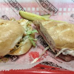 Cajun Chicken Sandwich (Left Half) and New York Steamer (Right half)
