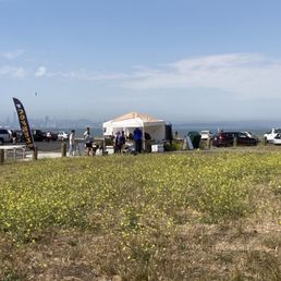 Coffee cart, wildflowers, and quite a view