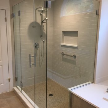 Lighthouse Shower Doors - Frameless Corner Square Unit; chrome hardware, 6" Ladder handle - Kitchen & Bath Near Me - Lynbrook, New York Lighthouse Shower Doors - Frameless Corner Square Unit; chrome hardware, 6" Ladder handle - Kitchen & Bath Near Me - Lynbrook, New York