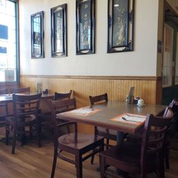 tables and chairs in a restaurant