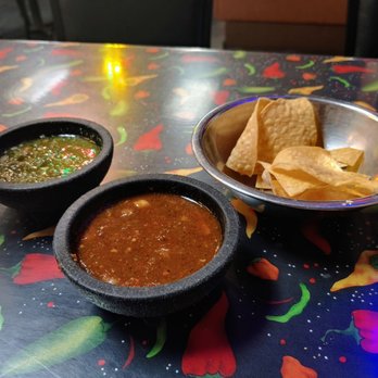 Los Dos Molinos - Chips and salsa! The green one is spicy. - Mexican Near Me - Mesa, Arizona Los Dos Molinos - Chips and salsa! The green one is spicy. - Mexican Near Me - Mesa, Arizona