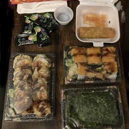 Egg Roll, Seaweed Salad, Empire State of Mind Roll, and Mercedes-Benzes Roll, all were good. Egg Roll, Seaweed Salad, Empire State of Mind Roll, and Mercedes-Benzes Roll, all were good.