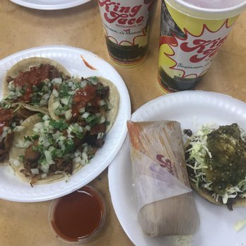 King Taco - Beef tamale, al pastor tacos, and carne asada sope with horchatas - Mexican Near Me - Long Beach, California