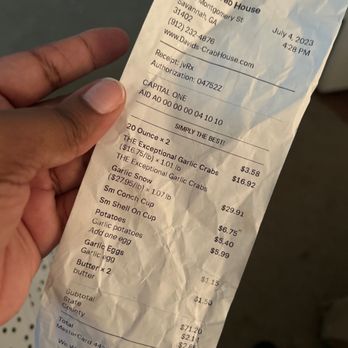 David's Crab House - Receipt - Seafood Markets Near Me - Savannah, Georgia David's Crab House - Receipt - Seafood Markets Near Me - Savannah, Georgia