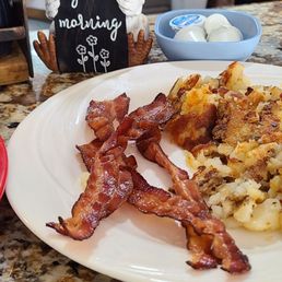 Crispy home fries and side of Bacon Crispy home fries and side of Bacon