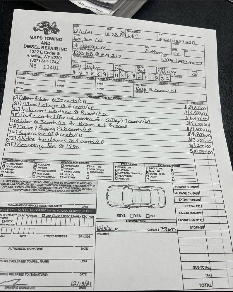 MAPS TOWING AND DIESEL REPAIR 1222 E Cedar St, Rawlins, Wyoming