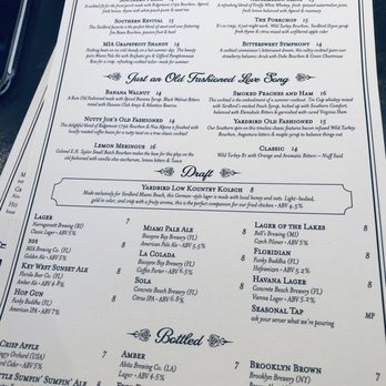 Yardbird Table & Bar - Drink menu - Southern Near Me - Miami Beach, Florida