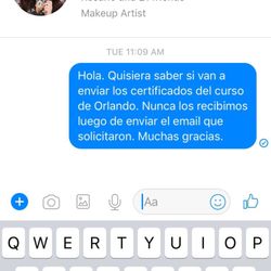 Nicole Rodz Makeup - Private mesaage, which was left unanswered.
