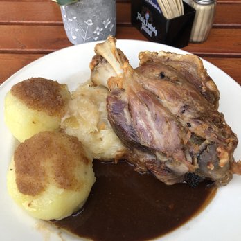 Zur Haxe - Roasted pork knuckle (not cured) with a side of sauerkraut and potato dumplings - German Near Me - Berlin, BE