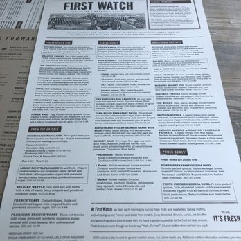 First Watch - Front size of the main menu - Breakfast & Brunch Near Me - Orlando, Florida First Watch - Front size of the main menu - Breakfast & Brunch Near Me - Orlando, Florida