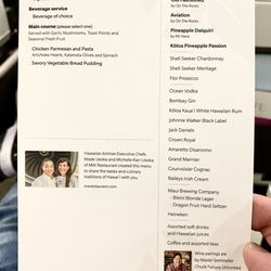 Hawaiian Airlines - 1:55AM  |  LAS-HNL  |  FC Menu  |  04.15.24
