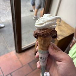 Edoardo - Vanilla and Milk Chocolate Gelato in their home-made cone