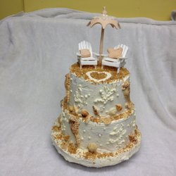 Truly Scrumptious - Pina Colada Cake $115.50 Serves 18-20 Beach themed Anniversary cake.Organic