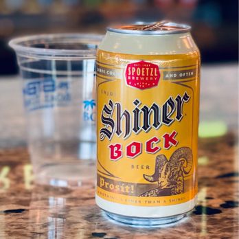 Boat Town Burger Bar - a can of shiner beer next to a plastic cup - Burgers Near Me - Kingsland, Texas Boat Town Burger Bar - a can of shiner beer next to a plastic cup - Burgers Near Me - Kingsland, Texas