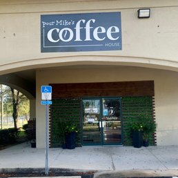 Exterior outside entrance of Pour Mike's Coffee House - Signage - Saint Johns, Florida Exterior outside entrance of Pour Mike's Coffee House - Signage - Saint Johns, Florida