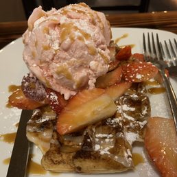 Waffle with strawberry ice cream Waffle with strawberry ice cream