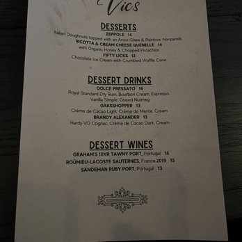 Vic’s - Dessert Menu - Italian Near Me - Las Vegas, Nevada Vic’s - Dessert Menu - Italian Near Me - Las Vegas, Nevada